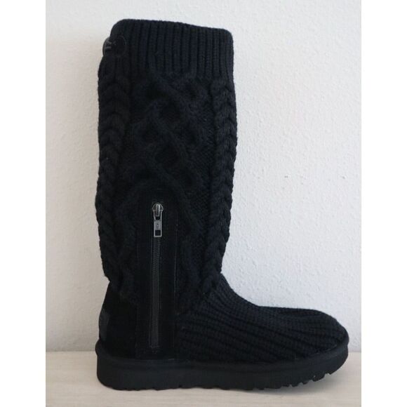 UGG 1146010 Women's Sz 6 Black Classic Cardi Cable-Knit Pull On Boots - Picture 9 of 16